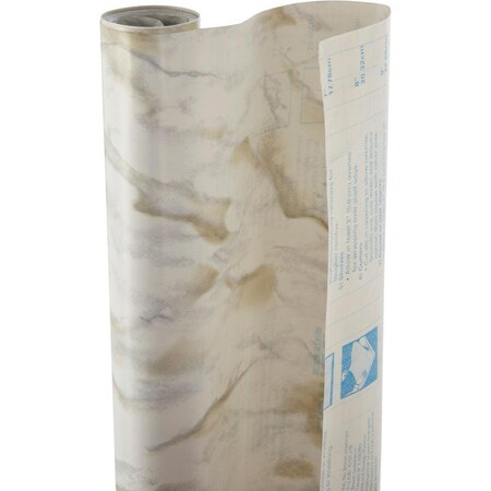 Con-Tact Brand Creative Covering 18 In. x 15 Ft. White Marble Self-Adhesive Shelf Liner 15F-C6B85-01